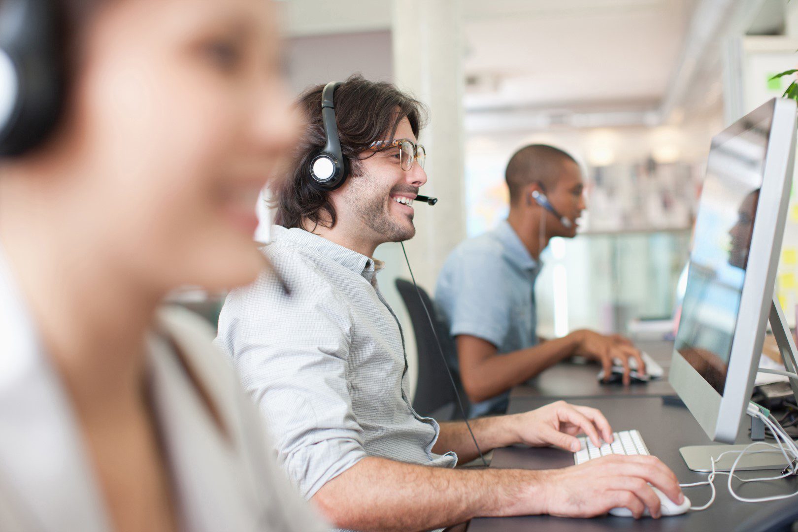 VoiP Phone System in use in a call center